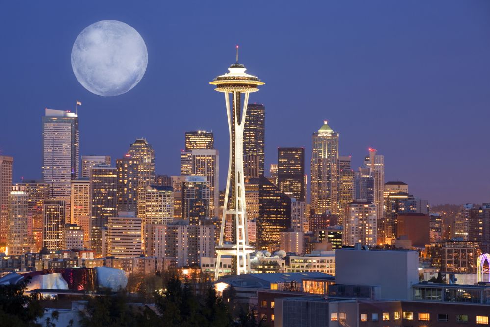 space needle full moon