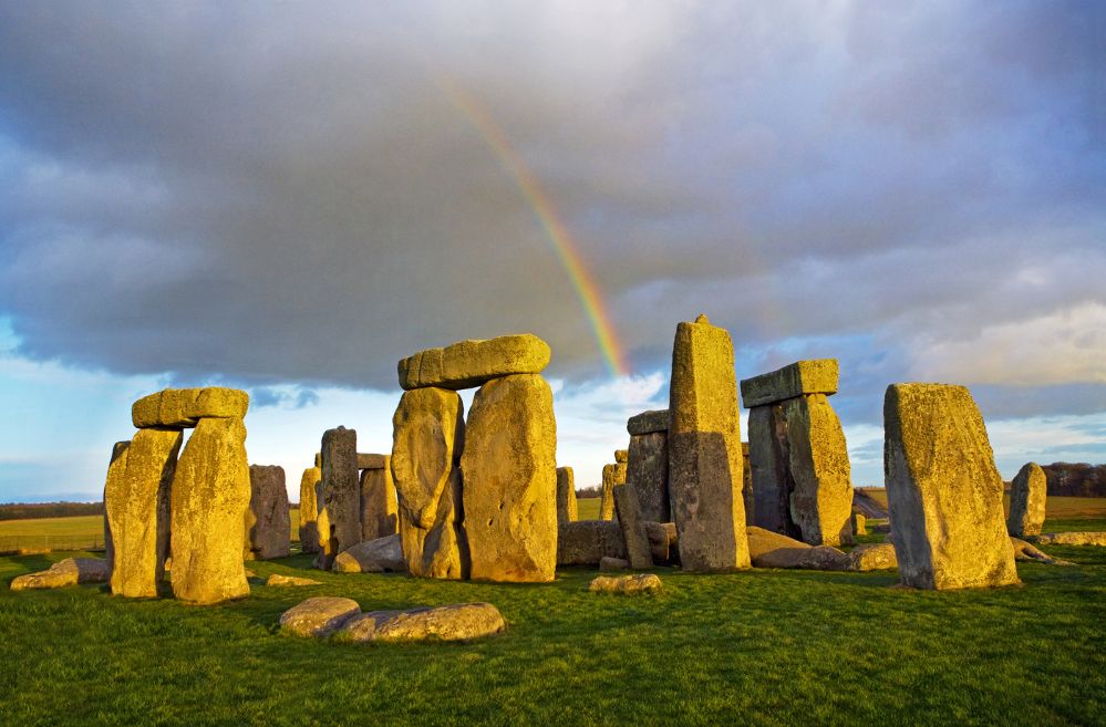rainbow over stonehenge