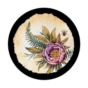 Peony, fern, bee circle