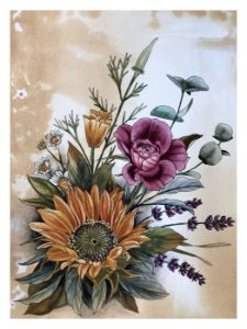 sunflower with botanicals