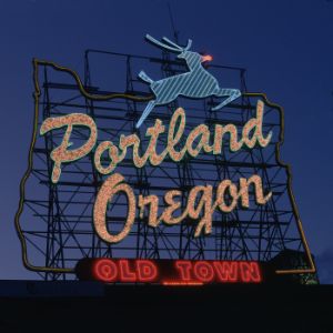Portland Sign Night Blue
