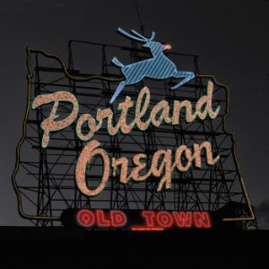 Portland Sign at Night