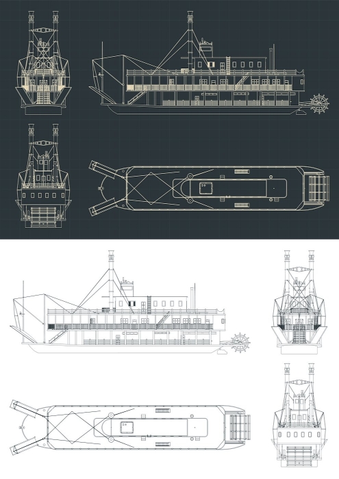 Paddle steamer blueprints