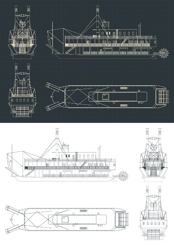 Paddle steamer blueprints