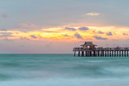 Pristine and idyllic beach at sunset, Florida, USA
