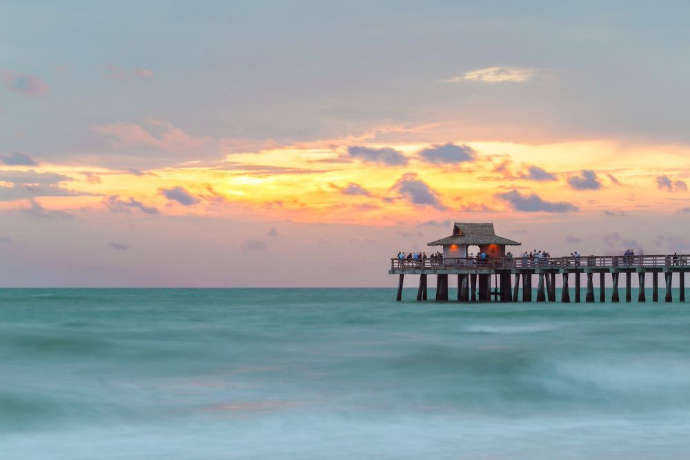 Pristine and idyllic beach at sunset, Florida, USA
