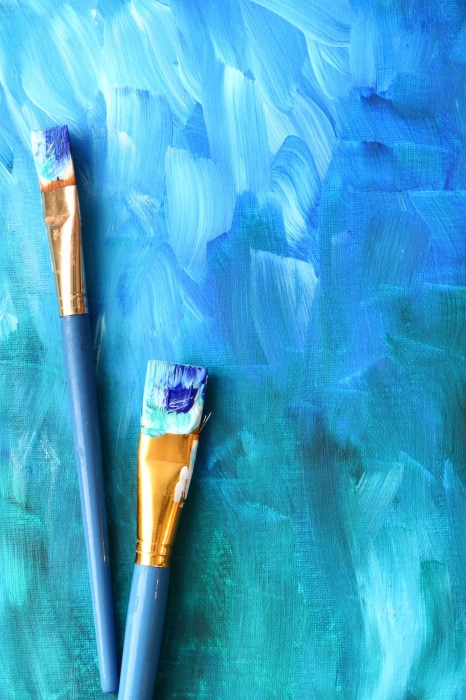 Abstract painting with paint brushes