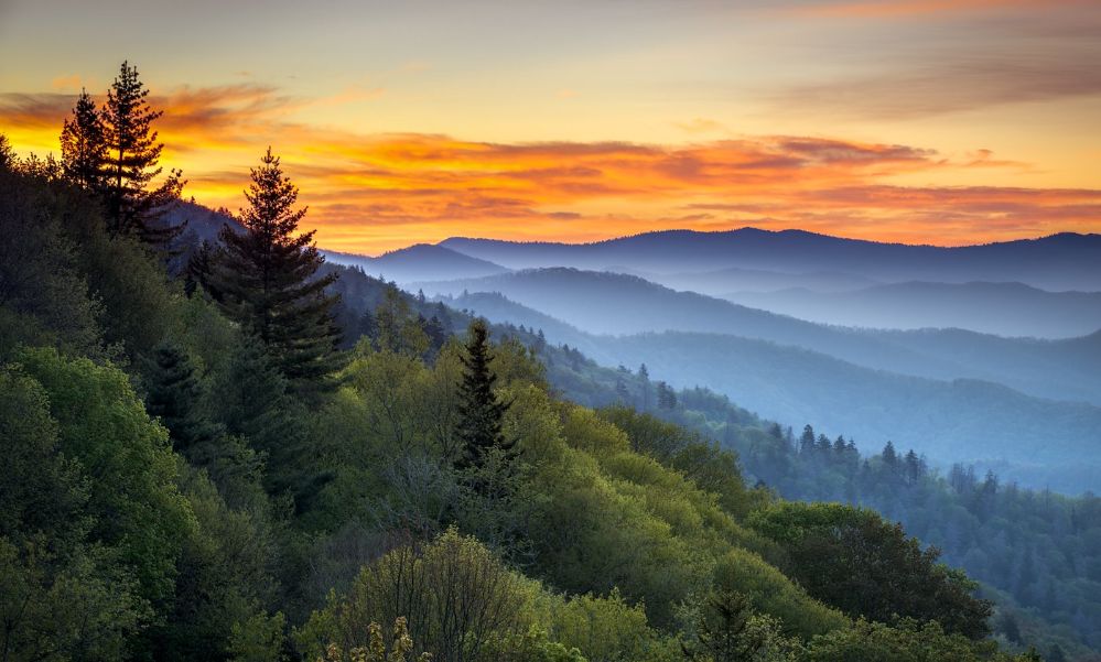 Great Smoky Mountains National Park Scenic Sunrise Landscape at 