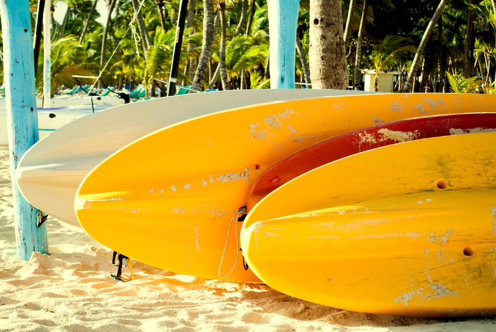 Paddle boards on beach