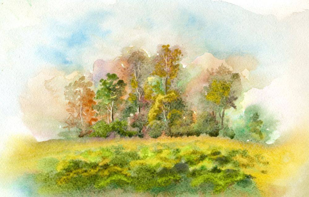 watercolor autumn landscape