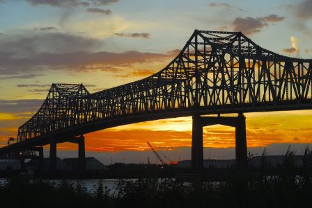 Mississippi River Bridge at Sunset