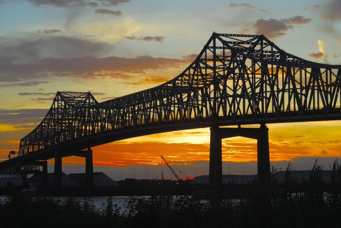 Mississippi River Bridge at Sunset