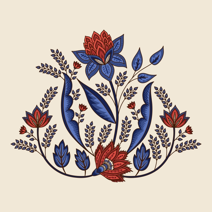 Indian floral paisley pattern vector illustration. Vintage tropi