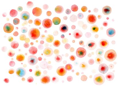 Abstract watercolor dots on white background