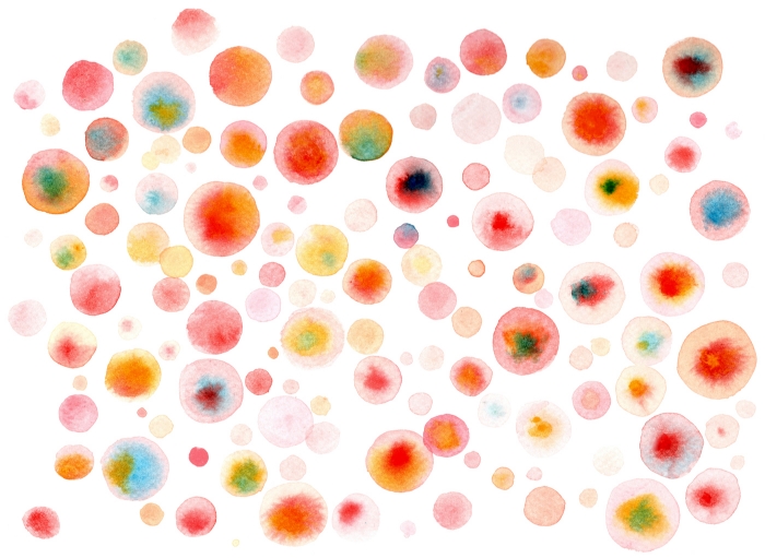 Abstract watercolor dots on white background