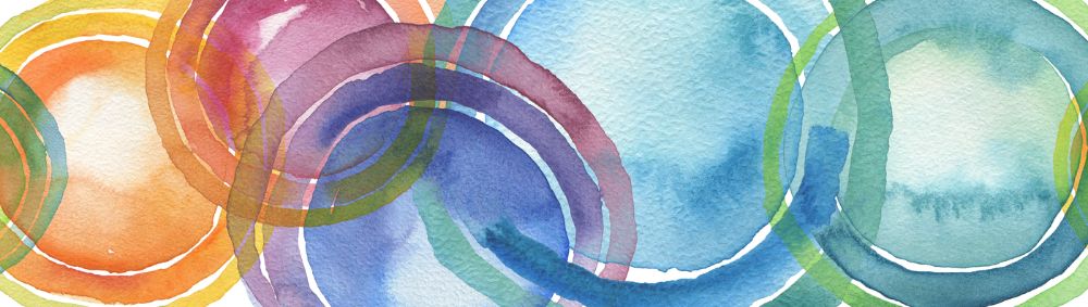 Circle watercolor painted background. Texture paper. Isolated. H