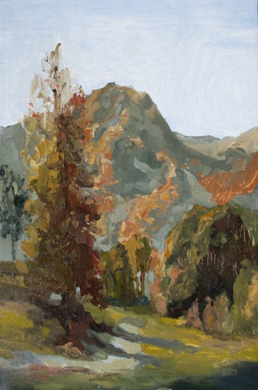 mountain landscape, autumn in the mountains, oil painting mounta
