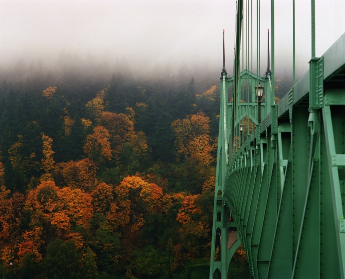 The St. Johns Bridge during the fall