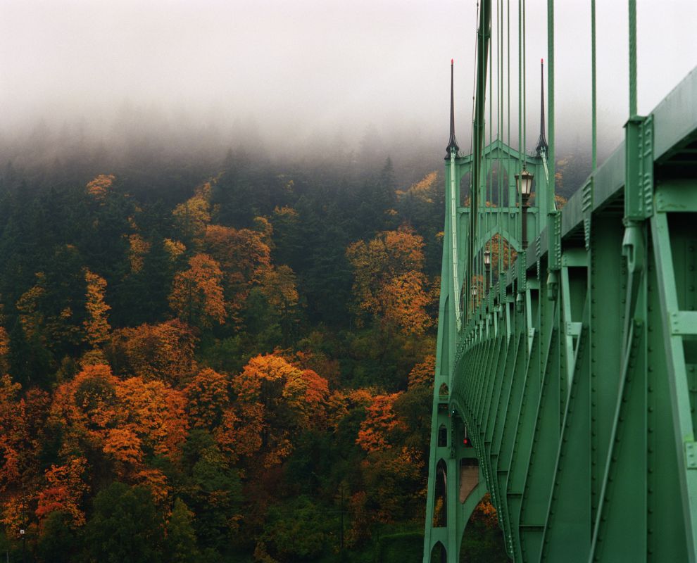 The St. Johns Bridge during the fall