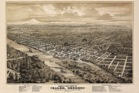 1876 Bird's Eye View of Salem Oregon