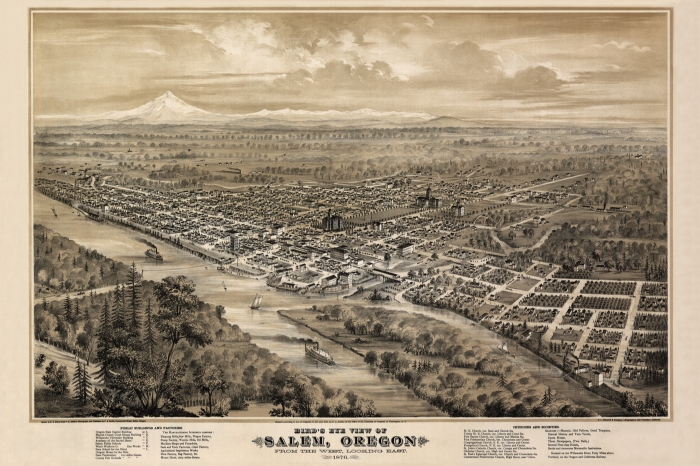 1876 Bird's Eye View of Salem Oregon