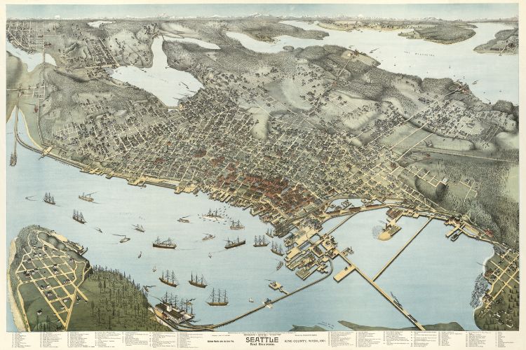 1891 Map of Seattle Washington