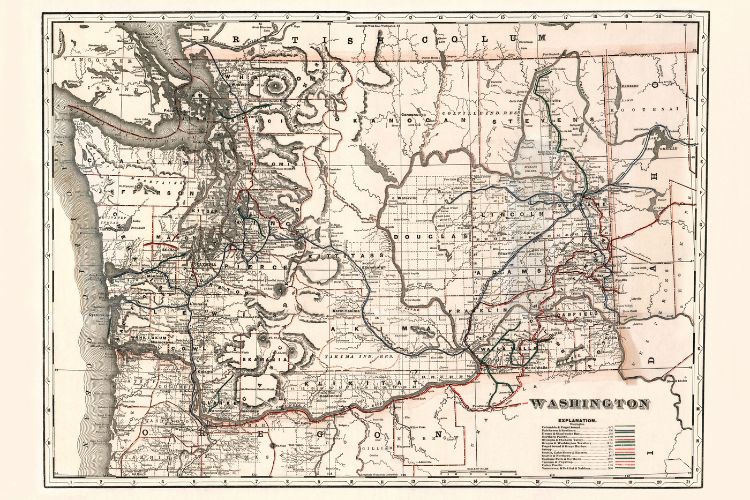 1888 Map of Washington State