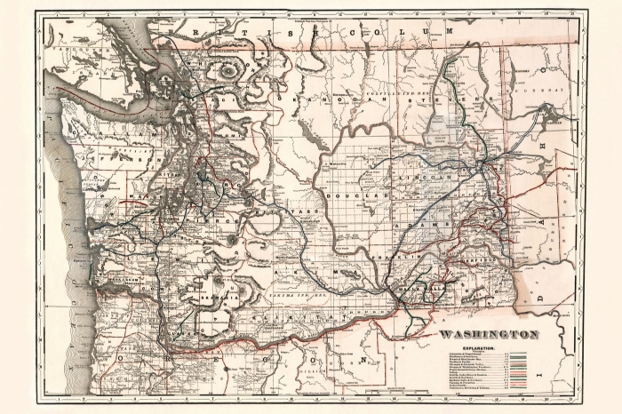 1888 Map of Washington State