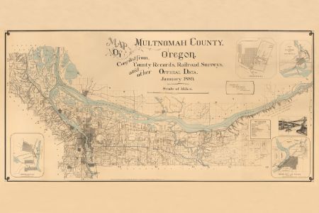 1889 Map of Multnomah County Oregon