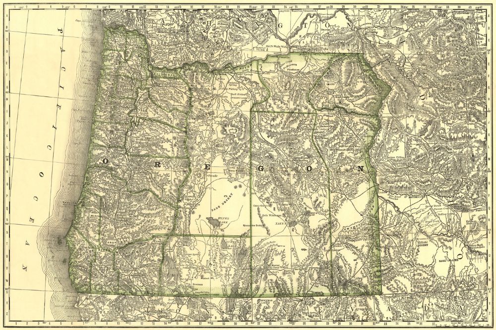 1876 Map of Oregon