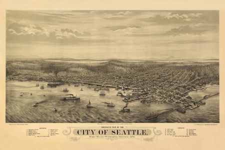 1878 Bird's Eye View of Seattle Washington