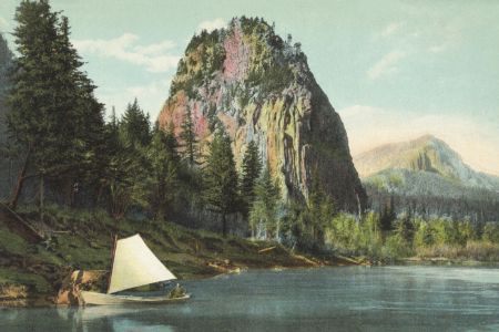 1908 Beacon Rock Columbia River Postcard