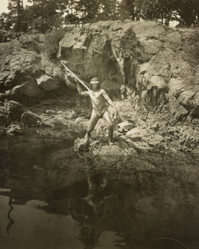 1924 Lummi Chief Spearing Salmon