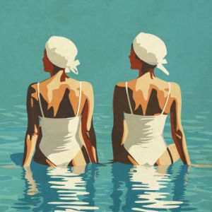 two friends at the beach