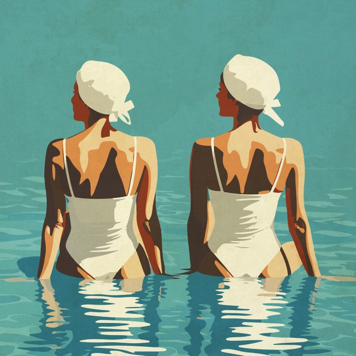two friends at the beach