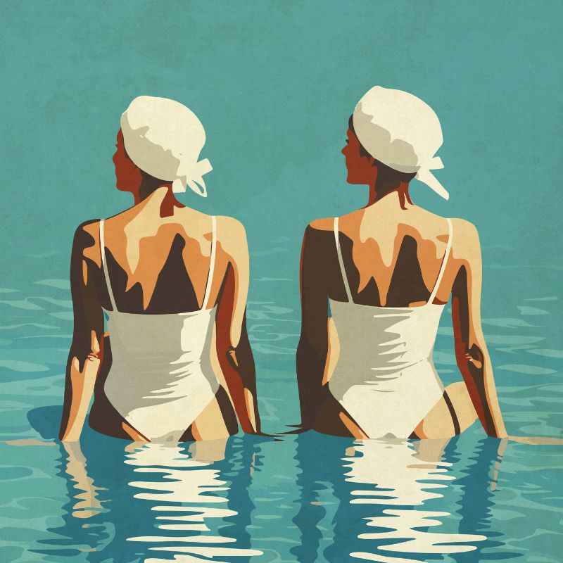 two friends at the beach